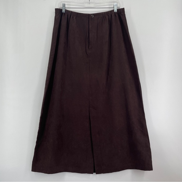 Northern Reflection Long Skirt Elastic Waist M/L Chocolate Brown Brushed Slit‎ - Picture 2 of 7